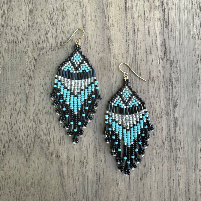 Beaded Fringe Earrings KPE B225-M116