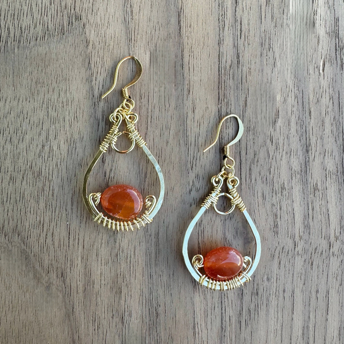 Gold-Plated Carnelian Earrings / GAE G B790-S11