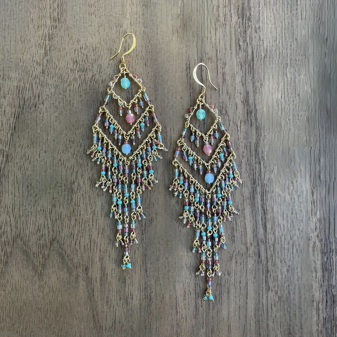 Gold-Plated Chandelier Earrings / CAE G B18-M12