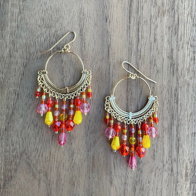 Gold-Plated Hoop Crystal Earrings / CLE G B258-M19