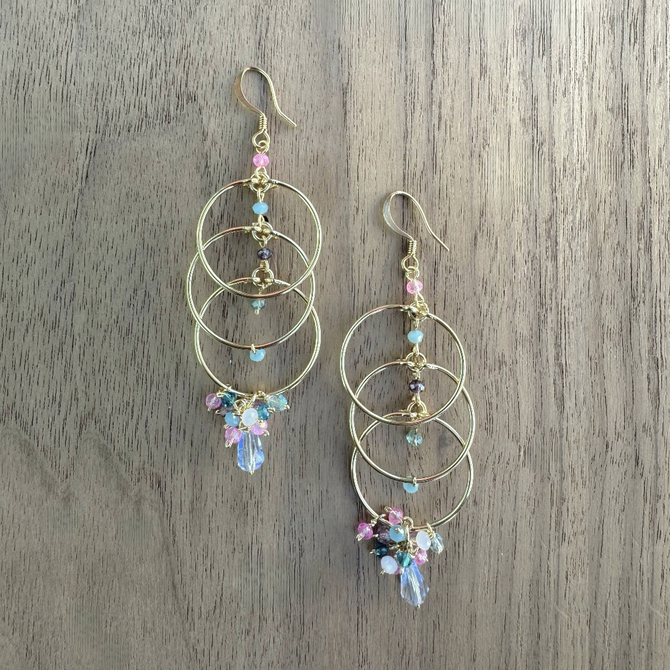 Gold-Plated Cluster Hoop Earrings / DTE G B33-DM2