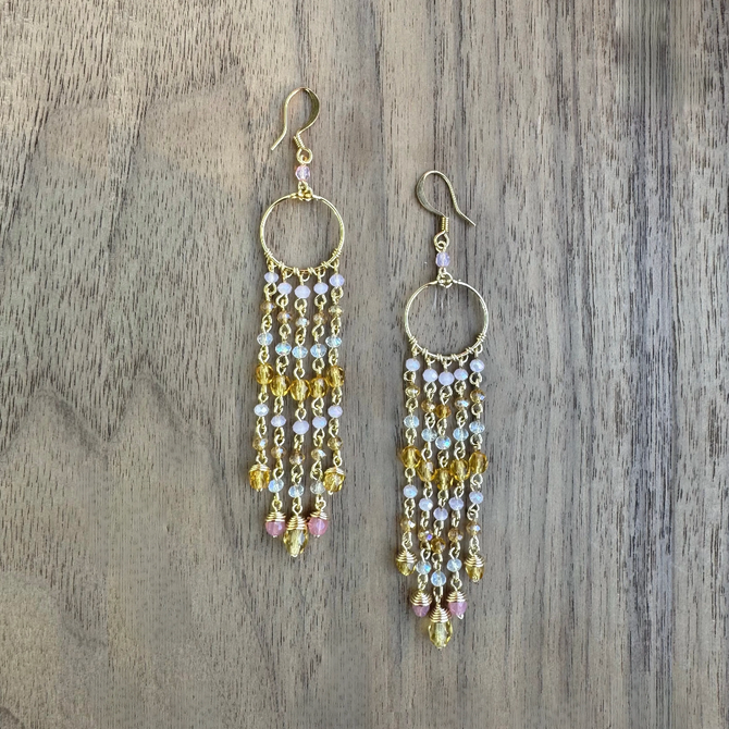 Gold-Plated Crystal Hoop Earrings / DTE G B35-DM2