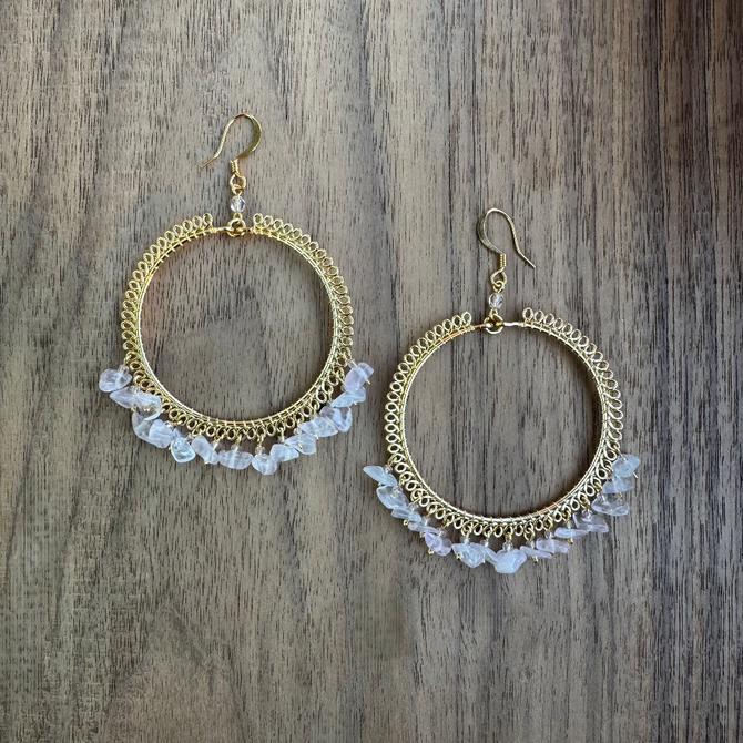 Beaded Wire Hoop Earrings / CLE G B242-S28