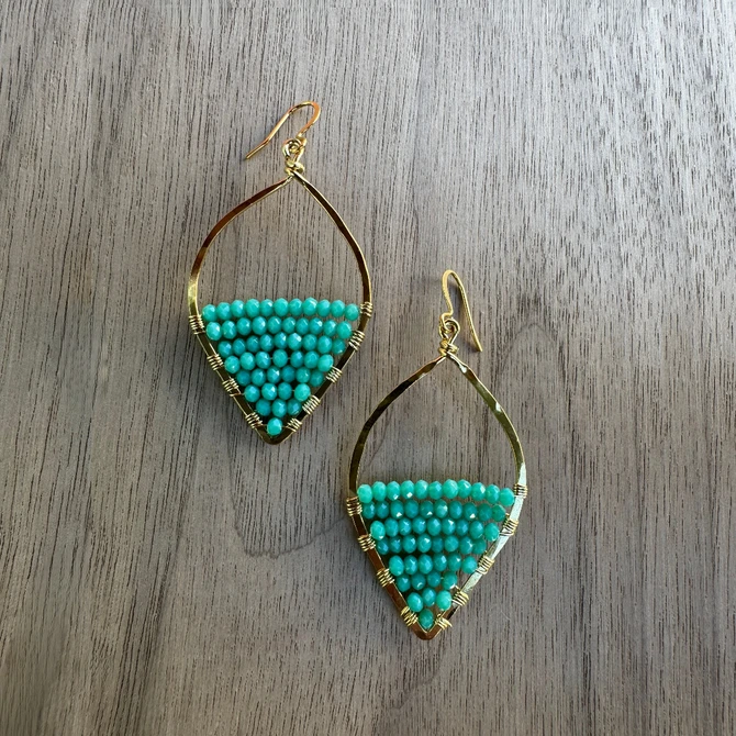 Gold-Plated Beaded Earrings / GAE G B490-1