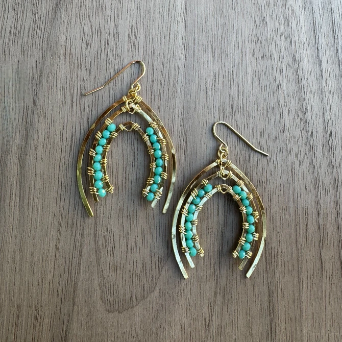 Gold-Plated Triple Geometric Earrings / GAE G B374-1