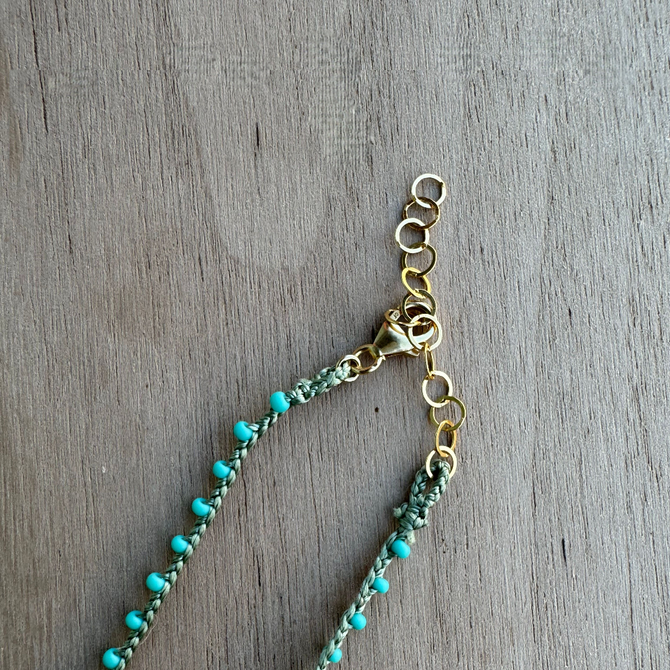 Braided Silk Blue Chalcedony Necklace / KRN G B384-20