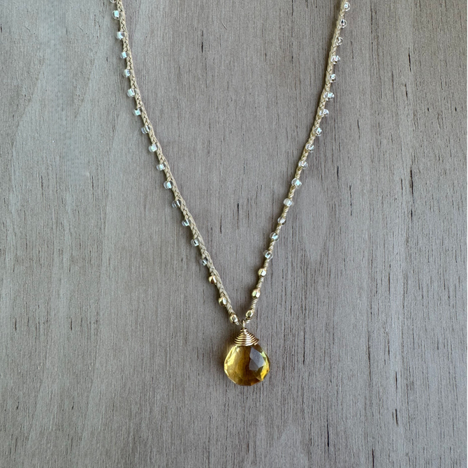 Braided Silk Citrine Necklace / KRN G B329-15