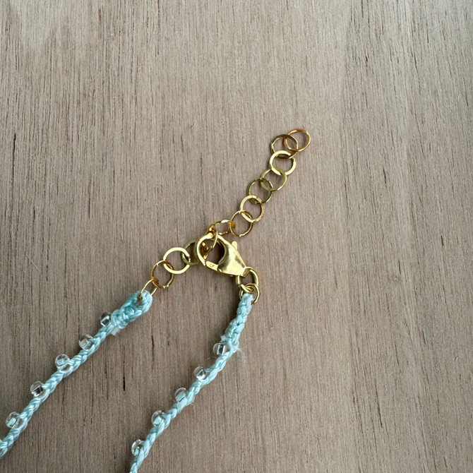 Braided Silk Blue Chalcedony Necklace / KRN G B379-20