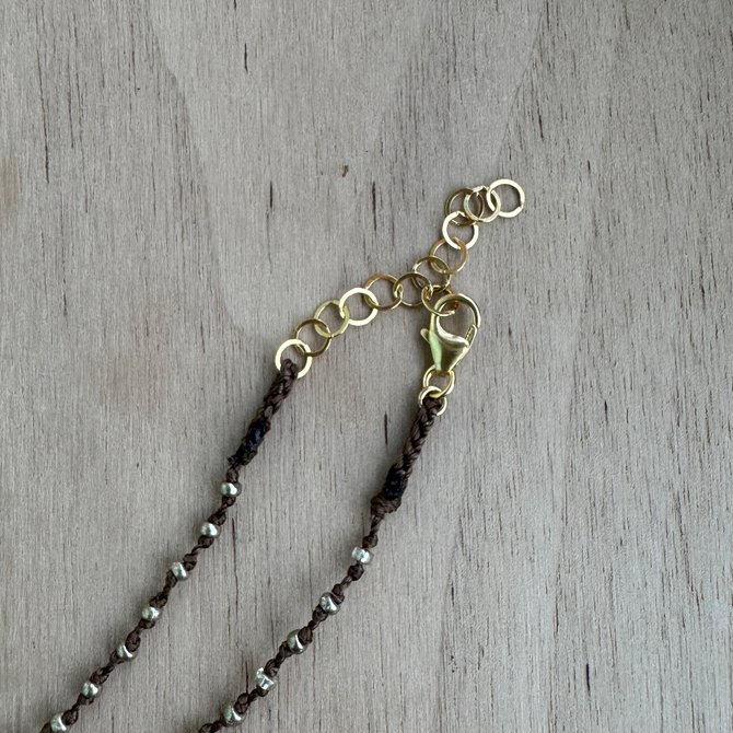 Knotted Silk Pyrite Necklace / KRN G B98-6