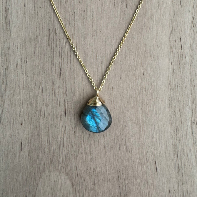 Labradorite Briolette Chain Necklace / BNN G B36-4