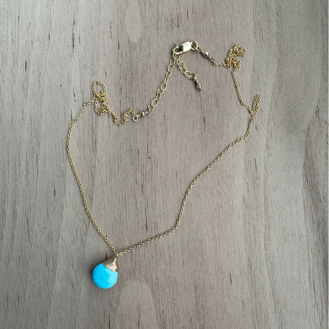 Turquoise Briolette Chain Necklace / BNN G B36-9