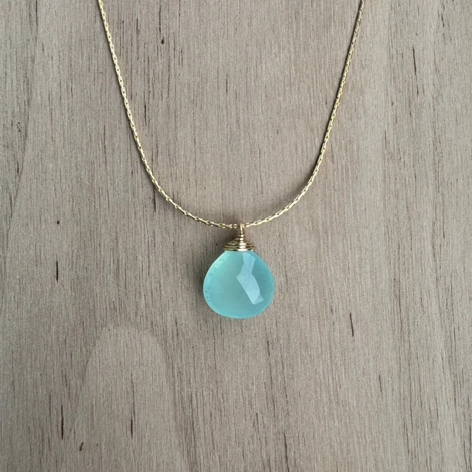 Blue Chalcedony Cable Chain Necklace / BNN G B41-20