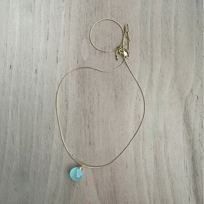 Blue Chalcedony Cable Chain Necklace / BNN G B41-20