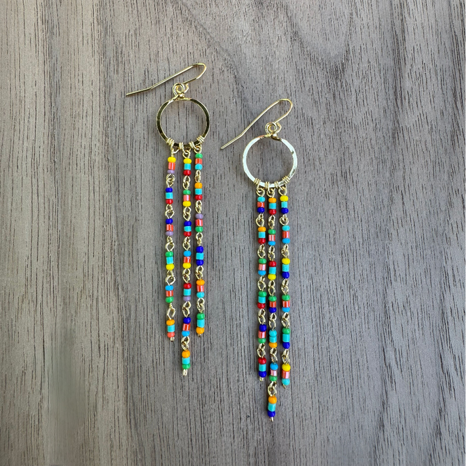 Gold-Plated Multi-Color Drop Earrings / GAE G B185-M169