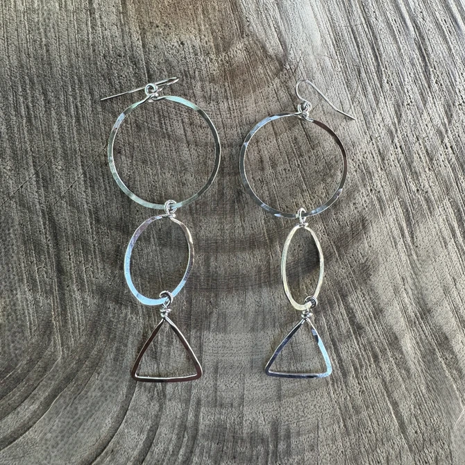 Silver-Plated Double Hoop Earrings / GAE S B382-2