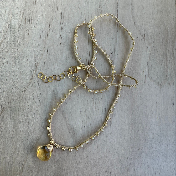 Braided Silk Citrine Necklace / KRN G B383-15