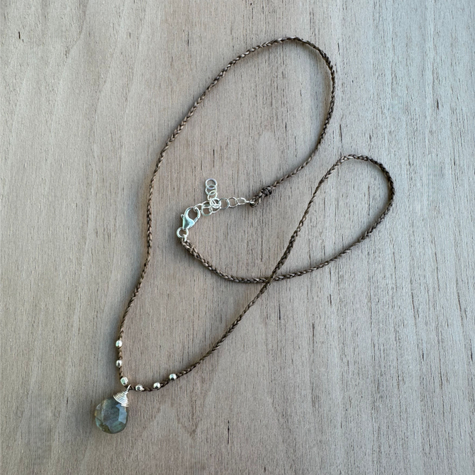 Silk Braided Labradorite Necklace / KRN S B13-4