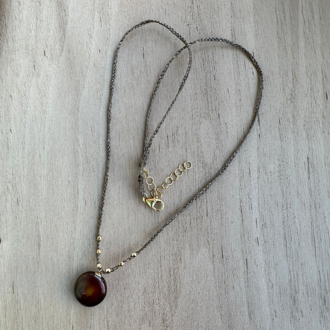 14k Gold Filled Pearl Coin Silk Necklace / KRN G B313-4