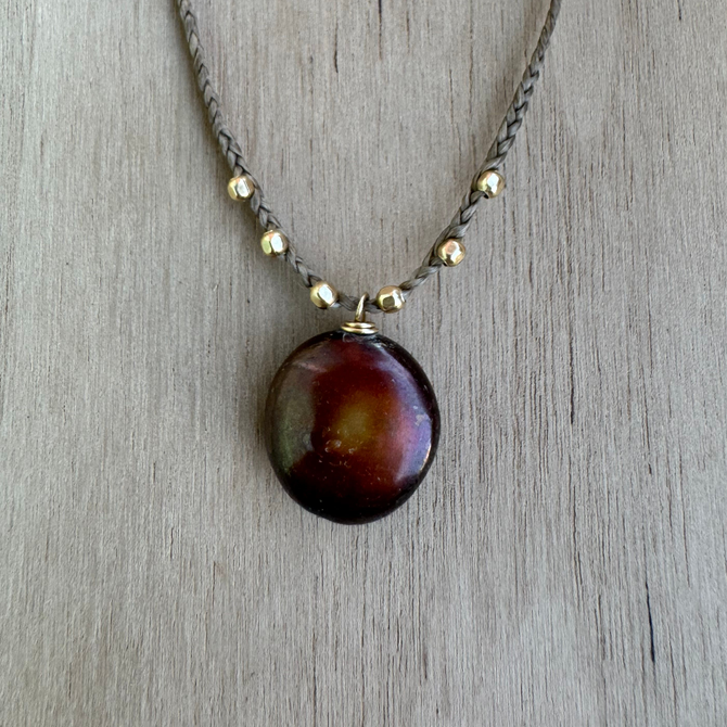 14k Gold Filled Pearl Coin Silk Necklace / KRN G B313-4