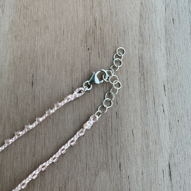 Braided Pink Silk Pearl Necklace / KRN G B320-26