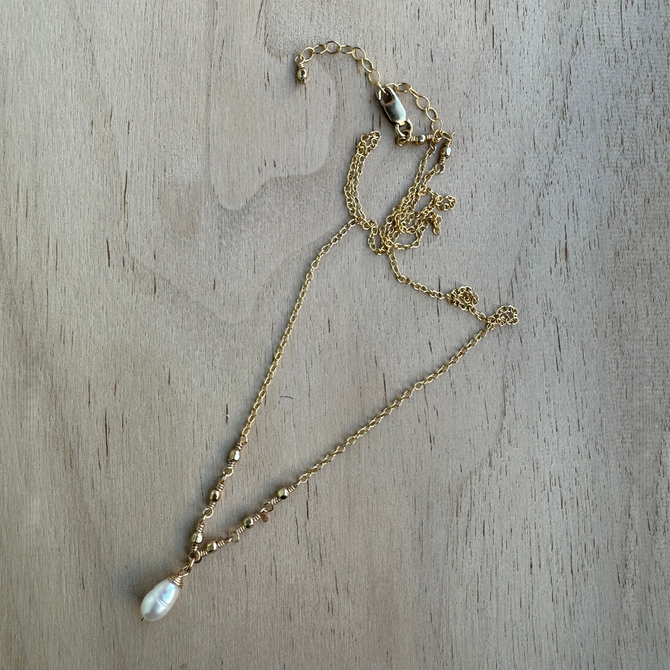 14k Gold-Filled Pearl Chain Necklace /  SSN G B46-1