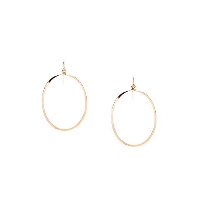 (Small) Hammered Geometric Minimalist Gold Oval Hoop Earrings, Handmade / GAE G B3-0