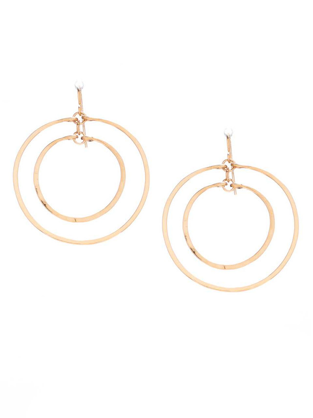 (Medium) Hammered Geometric Gold Double Hoop Earrings, Handmade Bohemian Earrings / GAE G B5-2