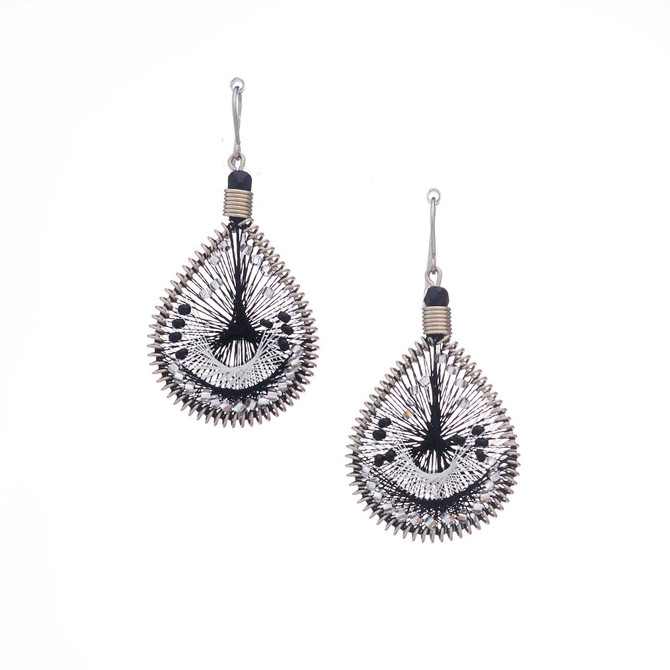 Handmade Boho Beaded Silk Thread Bohemian Mermaid Earrings / MRE B2-3BLK