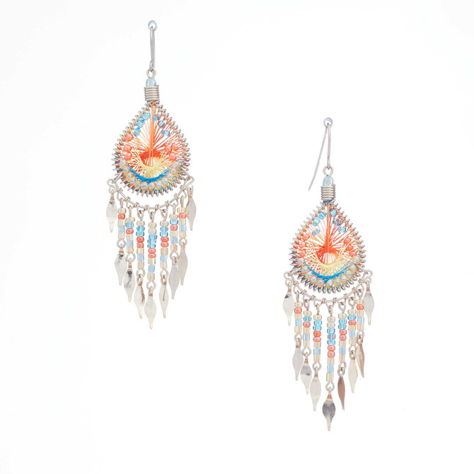 Handmade Boho Beaded Silk Thread Bohemian Mermaid Earrings / MRE B7-4MCL
