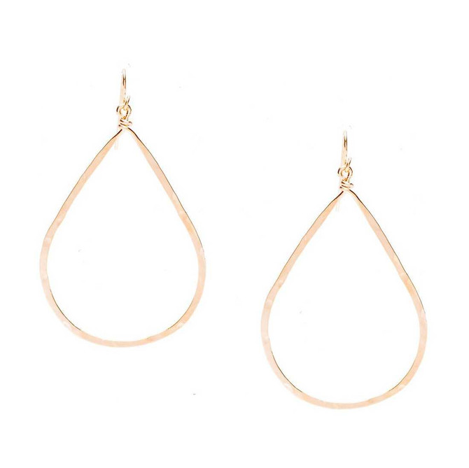 (Large) Hammered Geometric Minimalist Gold Tear Drop Earrings, Handmade / GAE G B9-5
