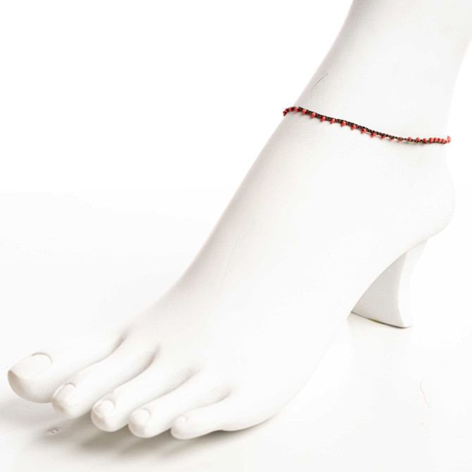 Dainty boho gypsy beach anklet with Czech seed beads, bugle beads, handmade / GAA G B102-55