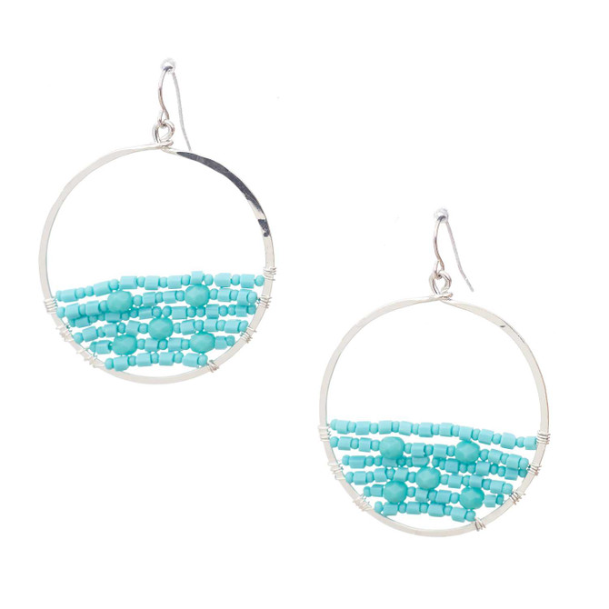 Handmade Hammered Geometric Minimalist Silver Plated Earrings / GAE S B63-1