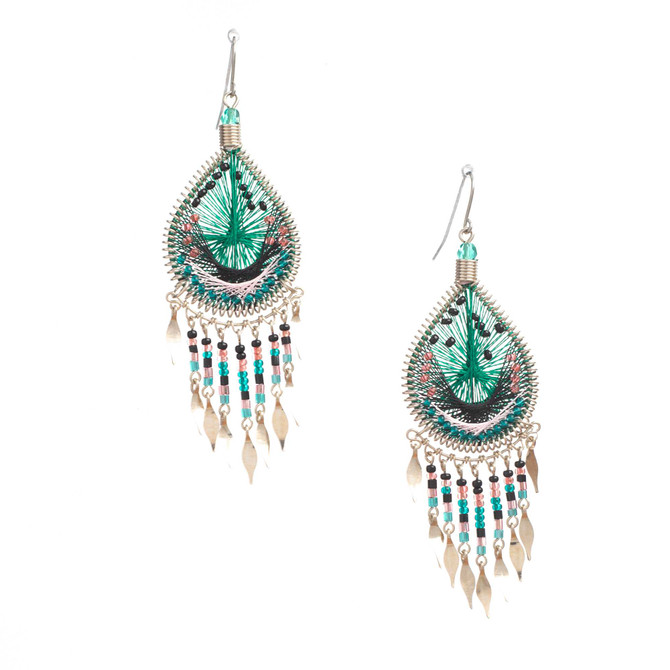 Handmade Boho Beaded Silk Thread Bohemian Mermaid Earrings / MRE B9-6CNL