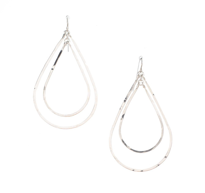 Handmade Hammered Geometric Minimalist Silver Plated Earrings / GAE S B4-2
