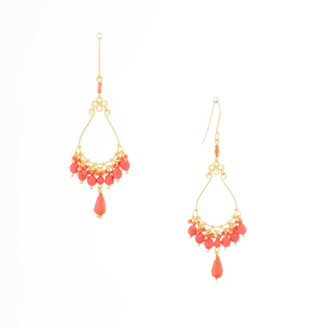 Handmade Bohemian Beaded Gold Plated Chandelier Earrings / CAE G B1-2