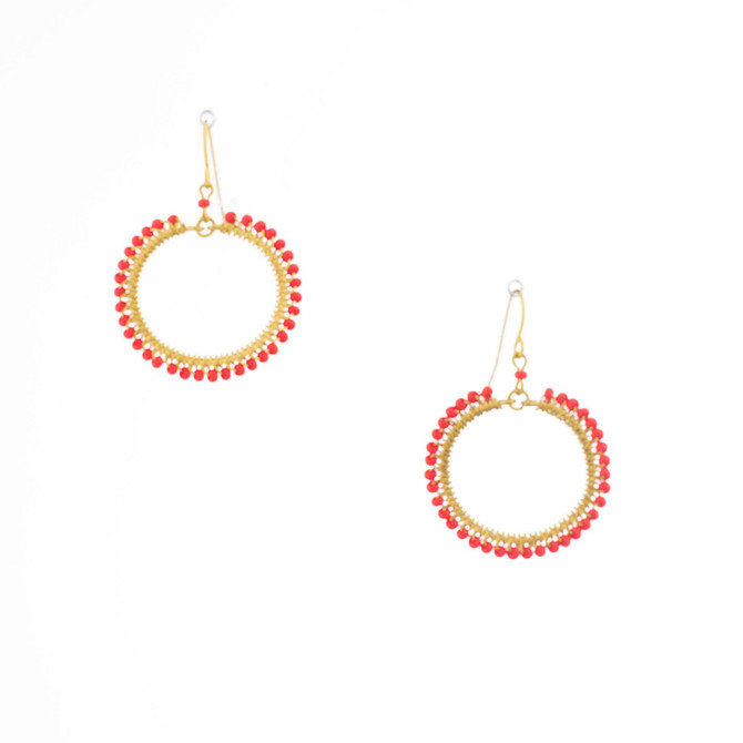 Handmade Bohemian Beaded Gold Plated Cleopatra Earrings / CLE G B55-38