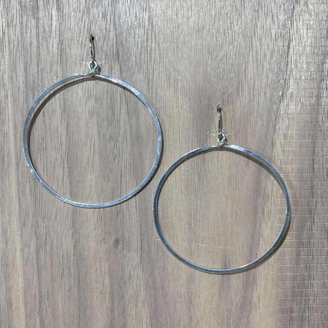 Hammered Boho, Bohemian, Geometric Minimalist Silver Rectangle Seed Bead Bohemian Earrings / GAE S B8-4