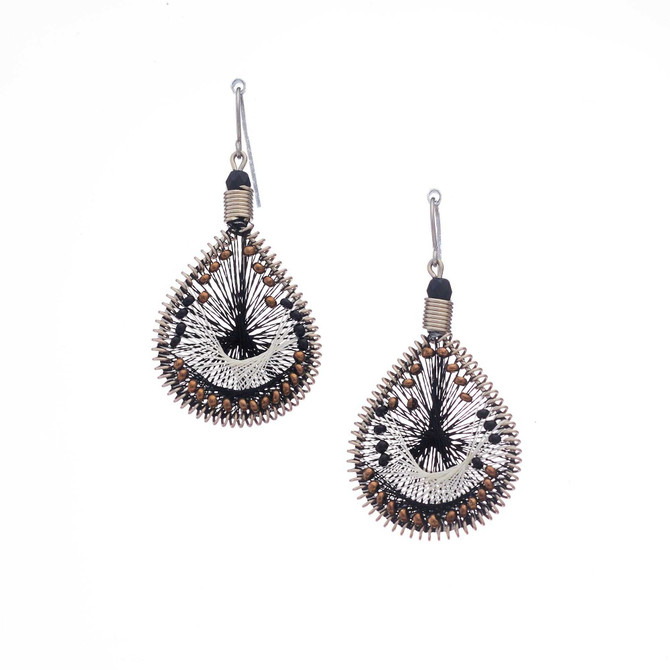 Handmade Boho Beaded Silk Thread Bohemian Mermaid Earrings / MRE B2-12BRW