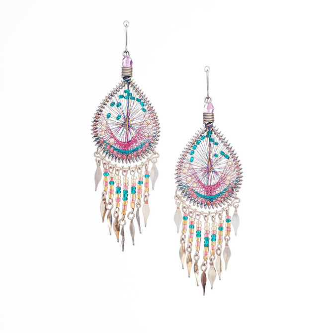 Handmade Boho Beaded Silk Thread Bohemian Mermaid Earrings / MRE B9-5CNL