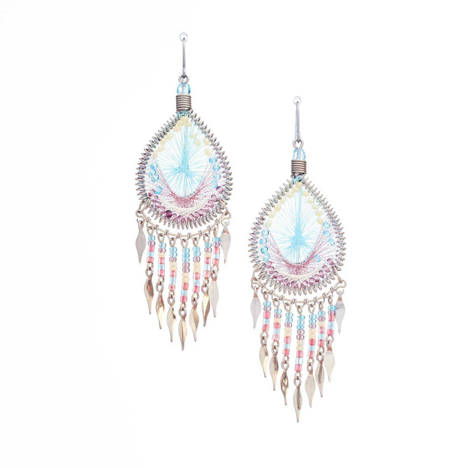 Handmade Boho Beaded Silk Thread Bohemian Mermaid Earrings / MRE B9-8RNW