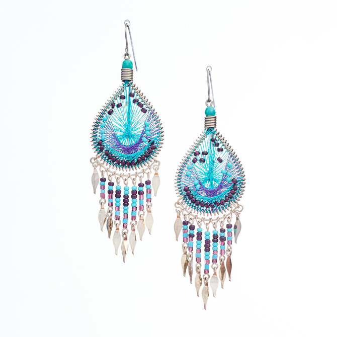 Handmade Boho Beaded  Silk Thread  Bohemian Mermaid Earrings  / MRE B9-11BRZ