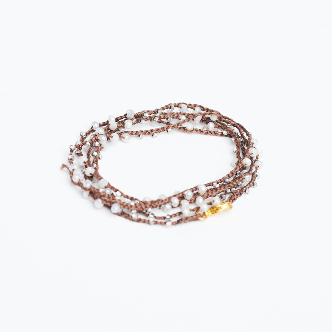 Silk Celestial Crystal Boho Necklace/ CG84-124