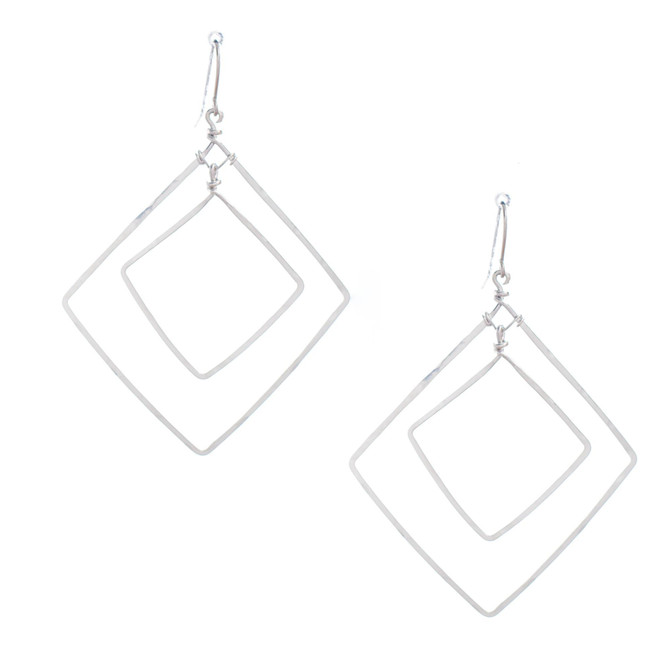 Hammered Geometric Minimalist Bohemian Silver Plated Earrings / GAE S B551-2