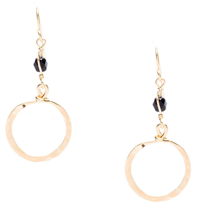 Hammered Geometric Minimalist Gold Hoop Drop Earrings, Handmade / GAE G B112-14