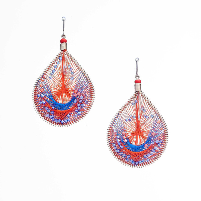 Handmade Boho Beaded Silk Thread Bohemian Mermaid Earrings / MRE B4-10BRZ