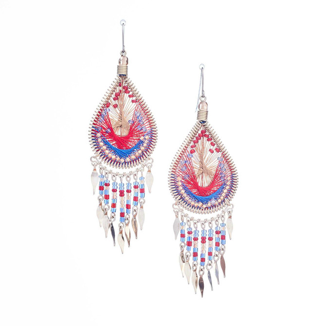 Handmade Boho Beaded Silk Thread Bohemian Mermaid Earrings / MRE B9-6AMY