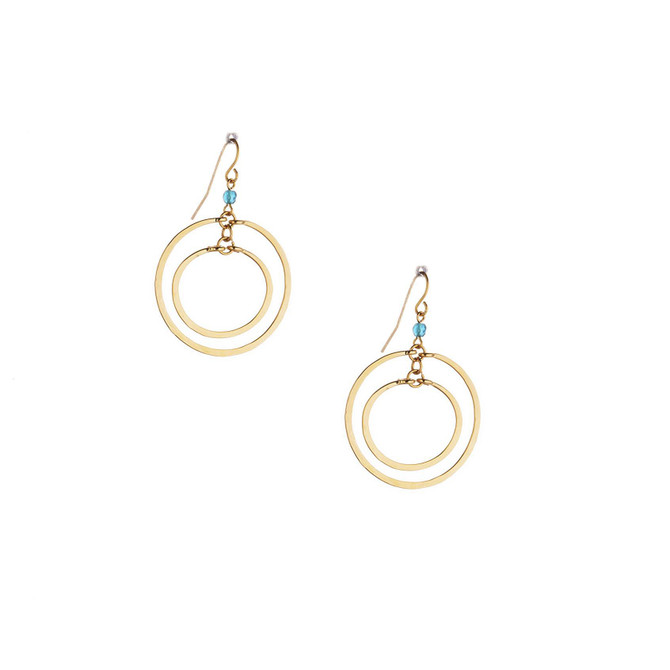 Hammered  Boho, Geometric Gold Plated Bohemian Earrings / GAE G B75-5