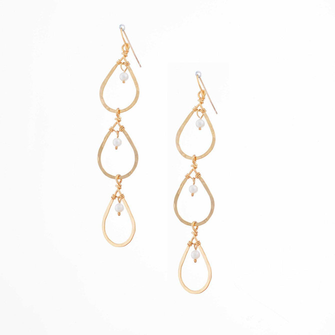 Hammered Boho, Bohemian, Geometric gold plated turquoise crystal Bohemian Earrings / GAE G B700-P1