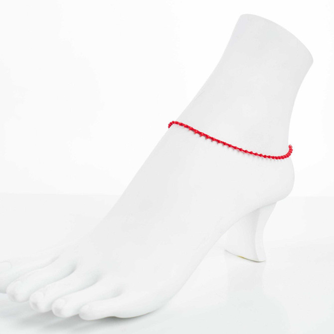 Dainty boho gypsy beach anklet with Czech seed beads, bugle beads, handmade / GAA G B102-21