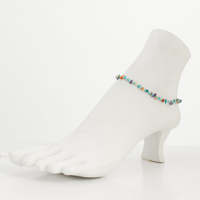 Dainty boho gypsy beach anklet with Czech seed beads, bugle beads, handmade / HCA B5-1
